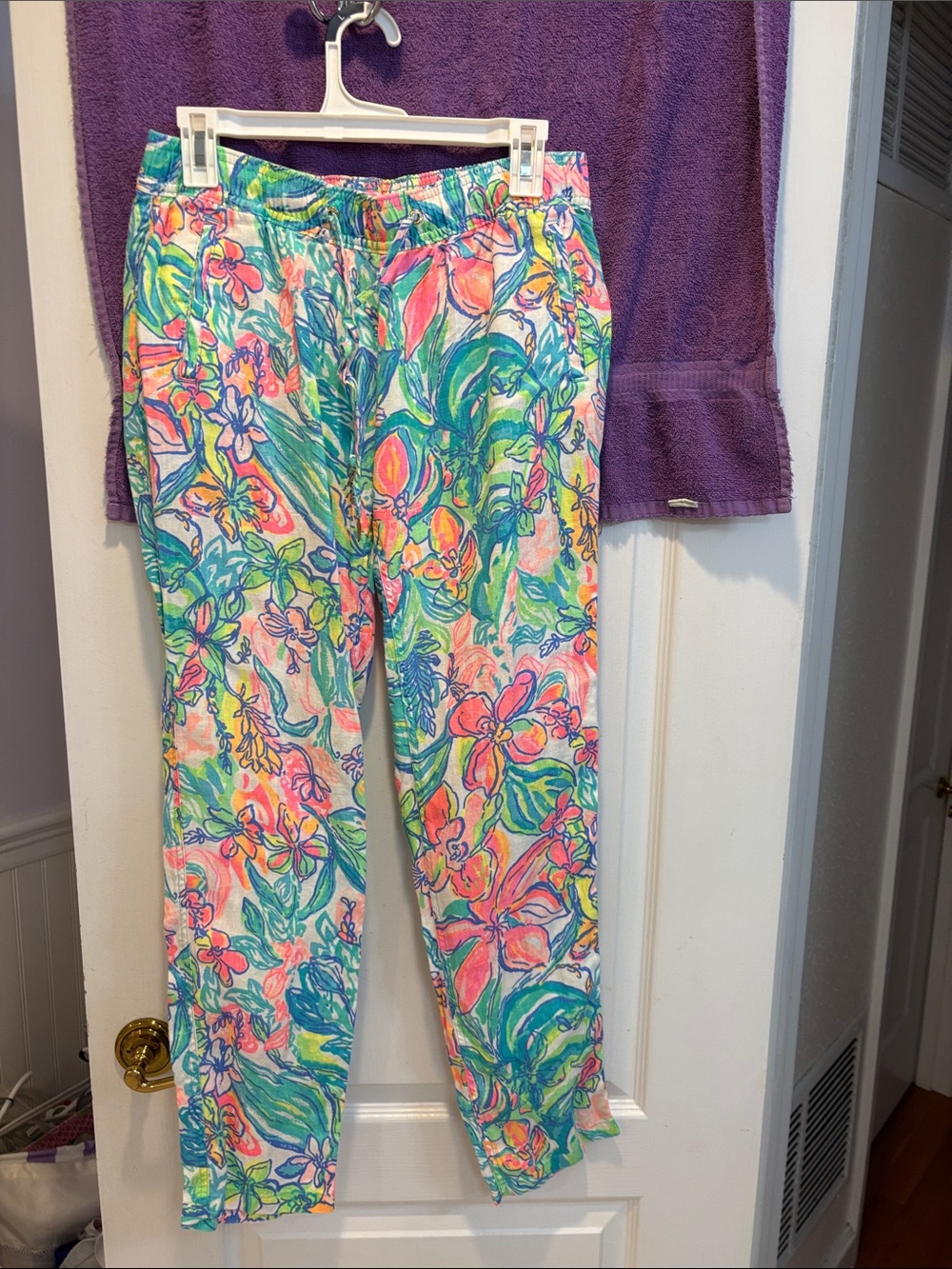 Lilly Pulitzer Floral Print Green Pink Blue Tropical Pants